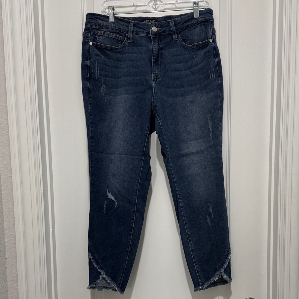 Judy Blue Distressed Tulip Hem Ankle Jeans 16w